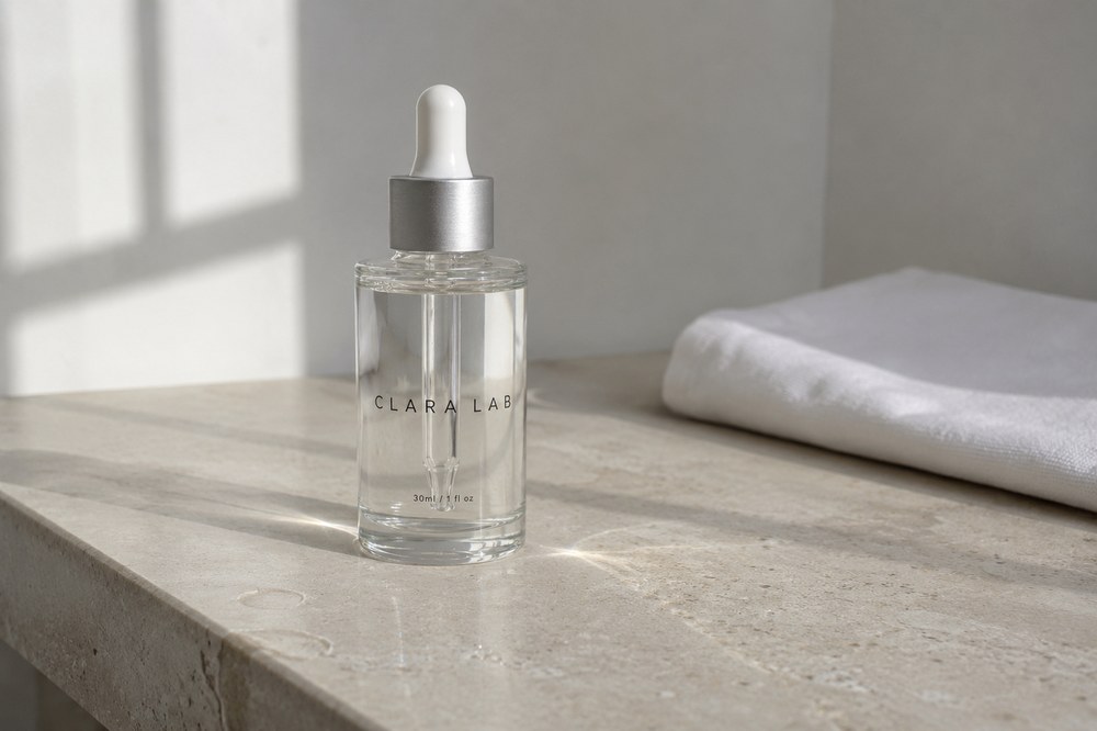 Bottle on stone, warm uncorrected cast